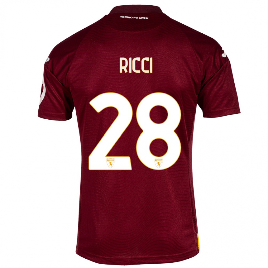 Vaikiškas Samuele Ricci #28 Tamsiai Raudona Namų Marškinėliai 2023/24 T-Shirt