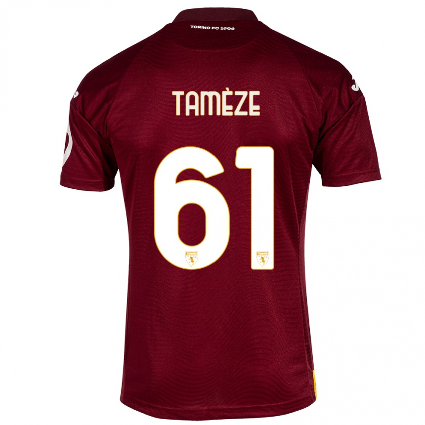 Vaikiškas Adrien Tamèze #61 Tamsiai Raudona Namų Marškinėliai 2023/24 T-Shirt