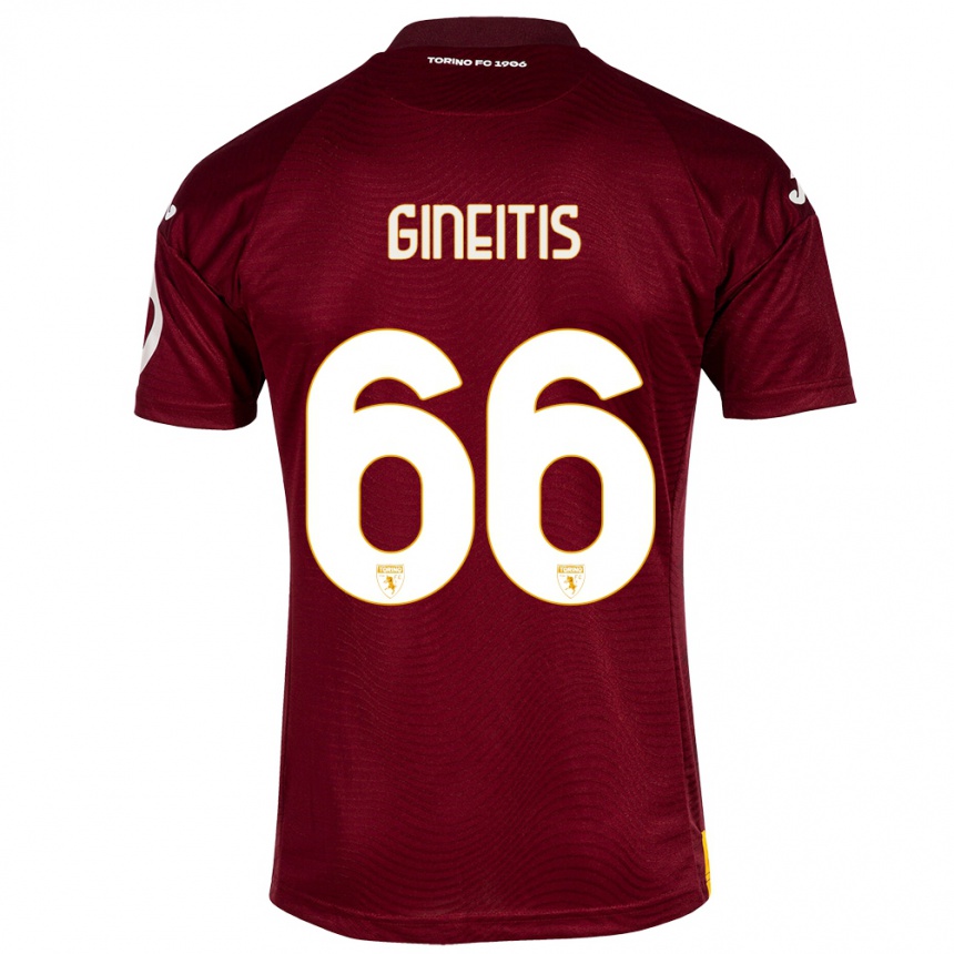 Vaikiškas Gvidas Gineitis #66 Tamsiai Raudona Namų Marškinėliai 2023/24 T-Shirt