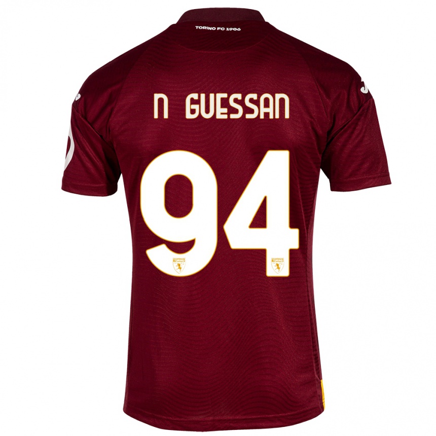 Vaikiškas Ange Caumenan N'guessan #94 Tamsiai Raudona Namų Marškinėliai 2023/24 T-Shirt