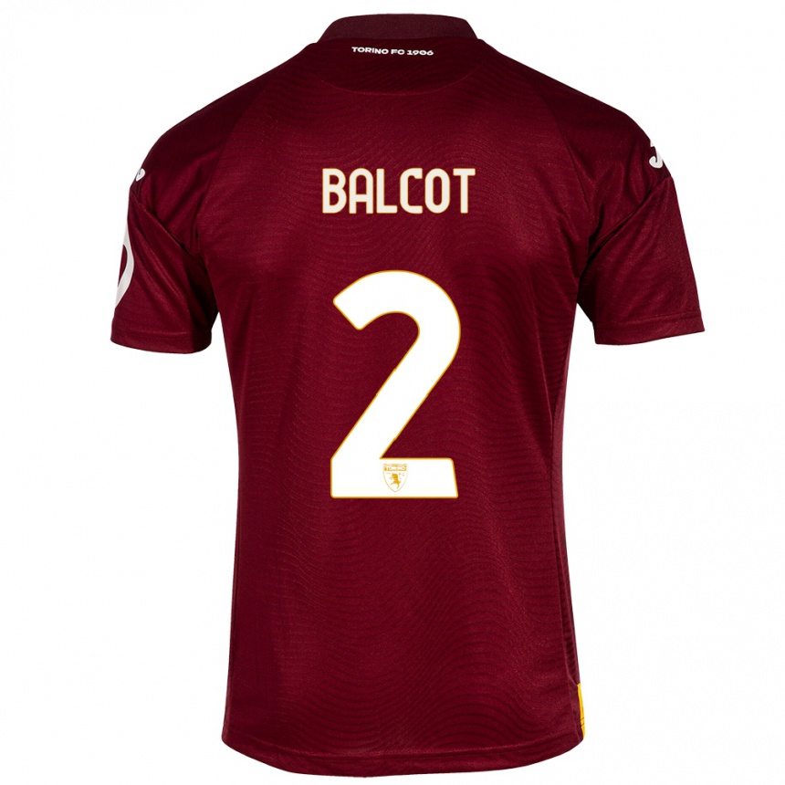 Vaikiškas Côme Bianay Balcot #2 Tamsiai Raudona Namų Marškinėliai 2023/24 T-Shirt