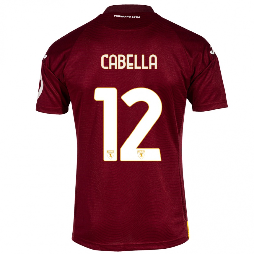 Vaikiškas Matteo Cabella #12 Tamsiai Raudona Namų Marškinėliai 2023/24 T-Shirt