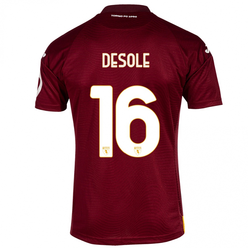 Vaikiškas Fabio Desole #16 Tamsiai Raudona Namų Marškinėliai 2023/24 T-Shirt