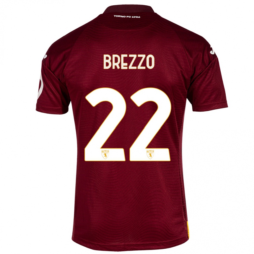 Vaikiškas Matteo Brezzo #22 Tamsiai Raudona Namų Marškinėliai 2023/24 T-Shirt