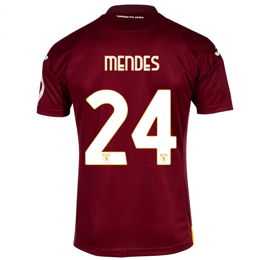 Vaikiškas Rodrigo Mendes #24 Tamsiai Raudona Namų Marškinėliai 2023/24 T-Shirt