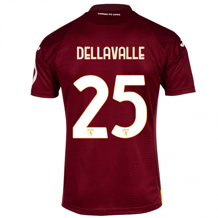 Vaikiškas Alessandro Dellavalle #25 Tamsiai Raudona Namų Marškinėliai 2023/24 T-Shirt