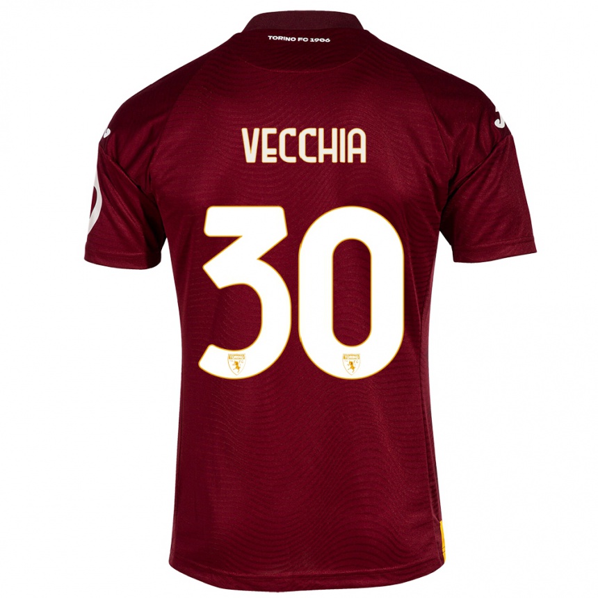 Vaikiškas Marco Dalla Vecchia #30 Tamsiai Raudona Namų Marškinėliai 2023/24 T-Shirt