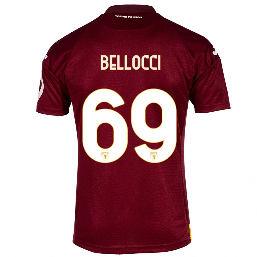 Vaikiškas Andrea Bellocci #69 Tamsiai Raudona Namų Marškinėliai 2023/24 T-Shirt