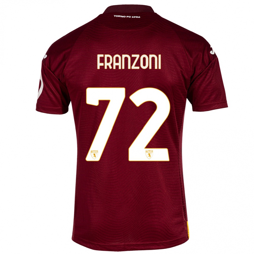 Vaikiškas Nicolò Franzoni #72 Tamsiai Raudona Namų Marškinėliai 2023/24 T-Shirt