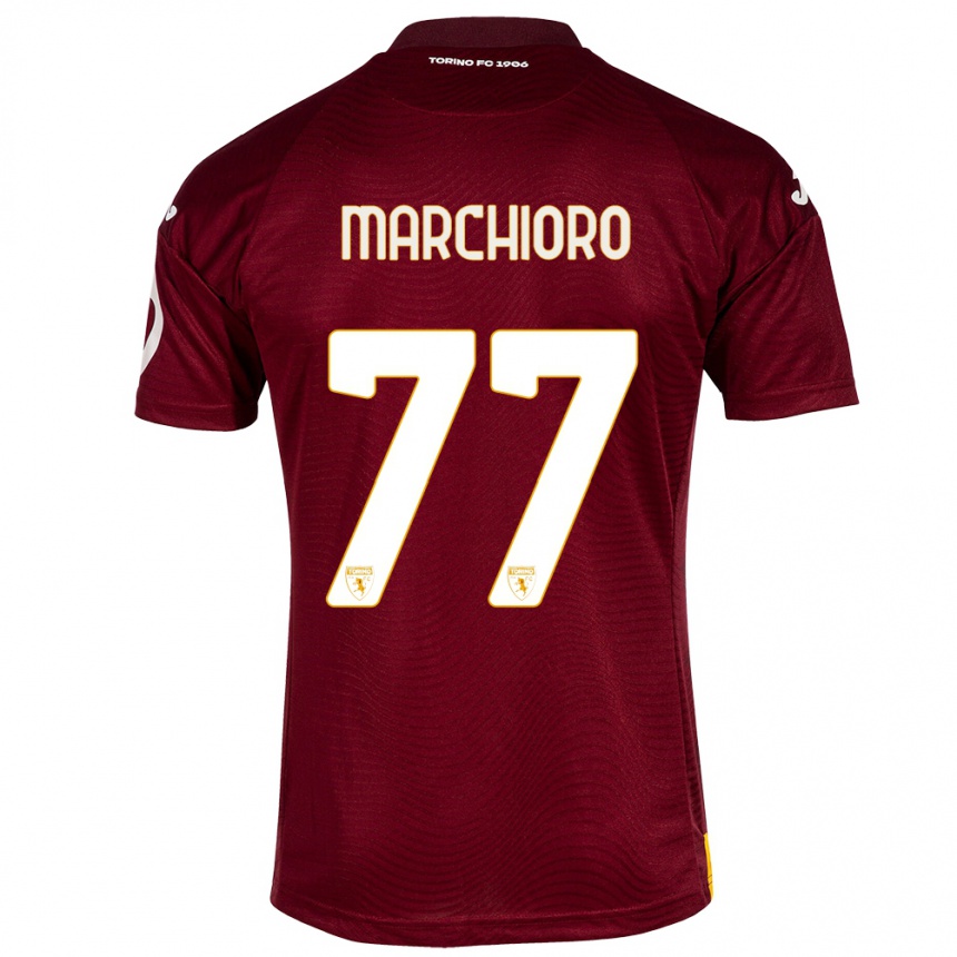 Vaikiškas Raffaele Marchioro #77 Tamsiai Raudona Namų Marškinėliai 2023/24 T-Shirt