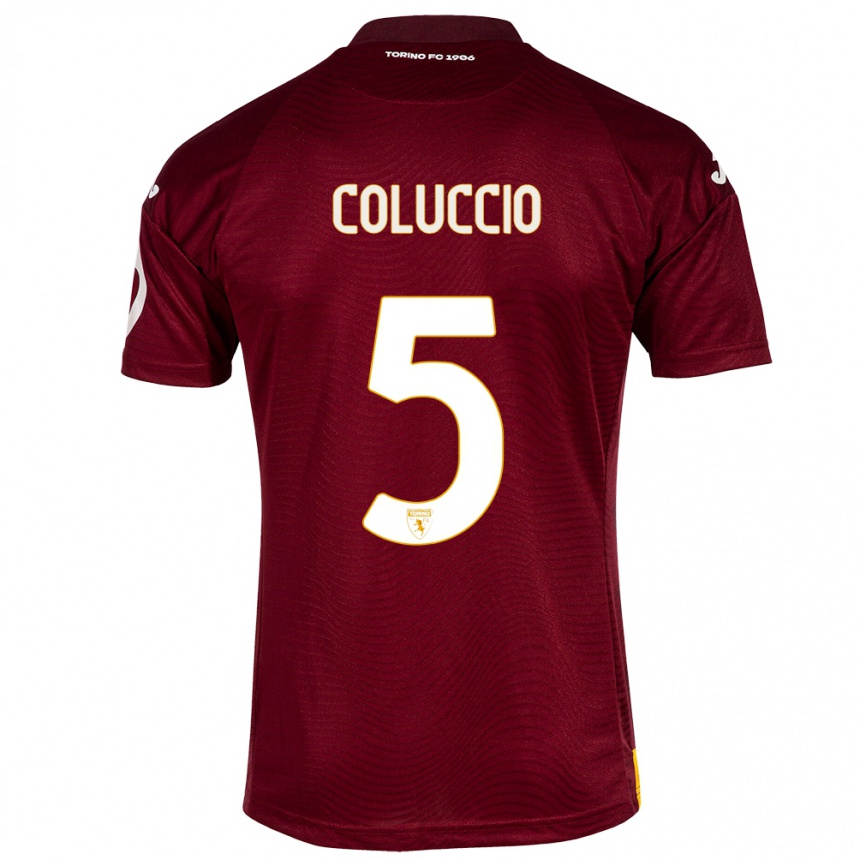 Vaikiškas Francesca Coluccio #5 Tamsiai Raudona Namų Marškinėliai 2023/24 T-Shirt