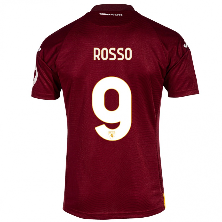 Vaikiškas Eleonora Rosso #9 Tamsiai Raudona Namų Marškinėliai 2023/24 T-Shirt