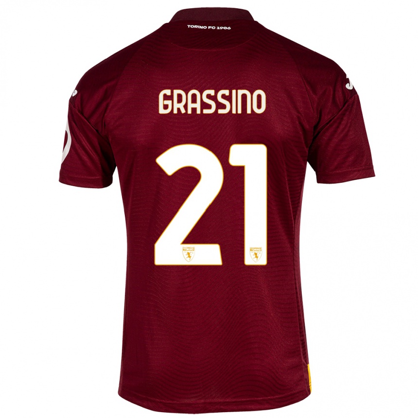 Vaikiškas Giulia Grassino #21 Tamsiai Raudona Namų Marškinėliai 2023/24 T-Shirt