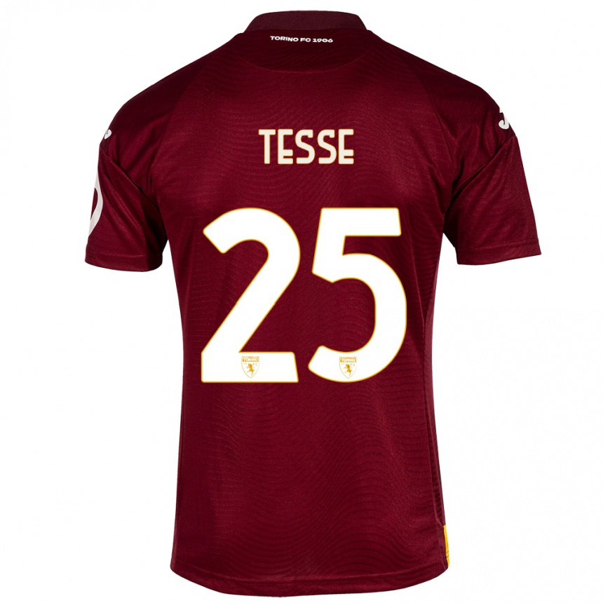 Vaikiškas Manuela Tesse #25 Tamsiai Raudona Namų Marškinėliai 2023/24 T-Shirt