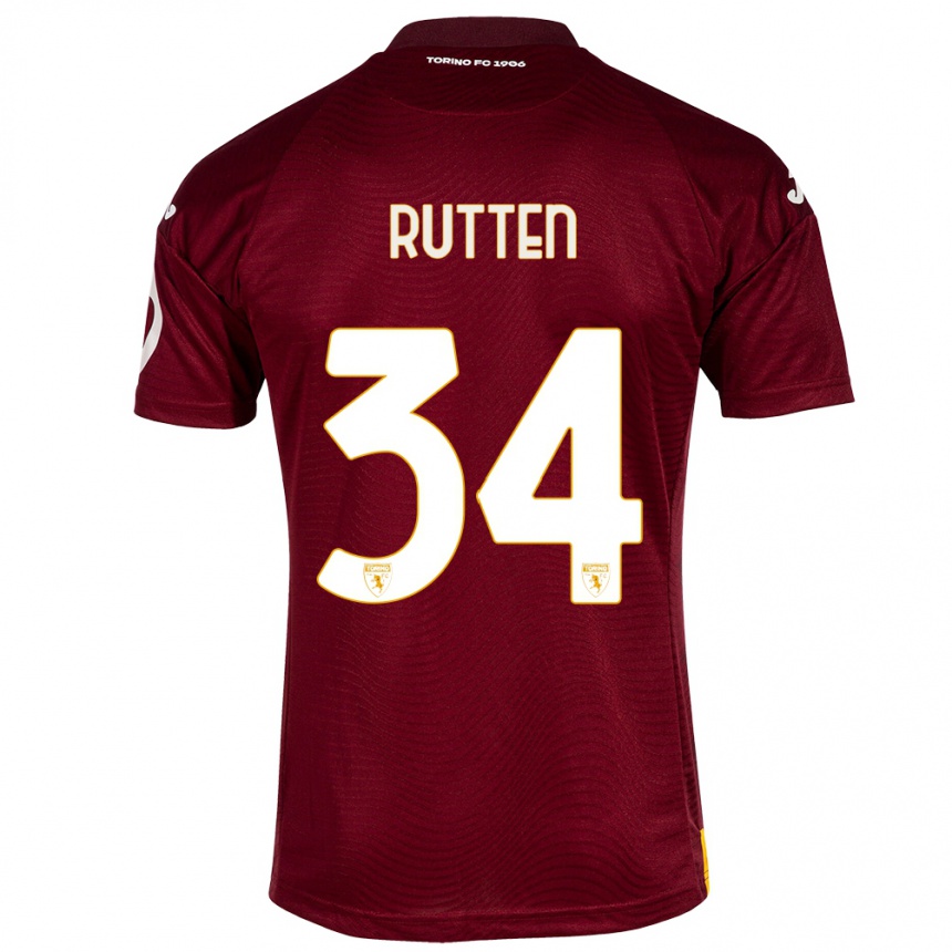 Vaikiškas Jill Rutten #34 Tamsiai Raudona Namų Marškinėliai 2023/24 T-Shirt