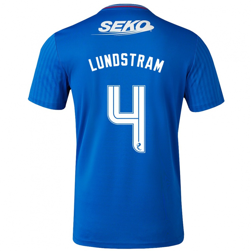 Vaikiškas John Lundstram #4 Mėlyna Namų Marškinėliai 2023/24 T-Shirt