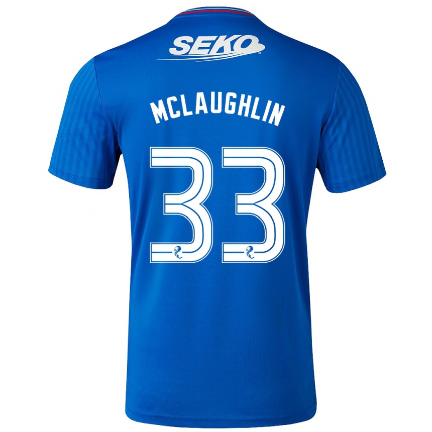 Vaikiškas Jon Mclaughlin #33 Mėlyna Namų Marškinėliai 2023/24 T-Shirt