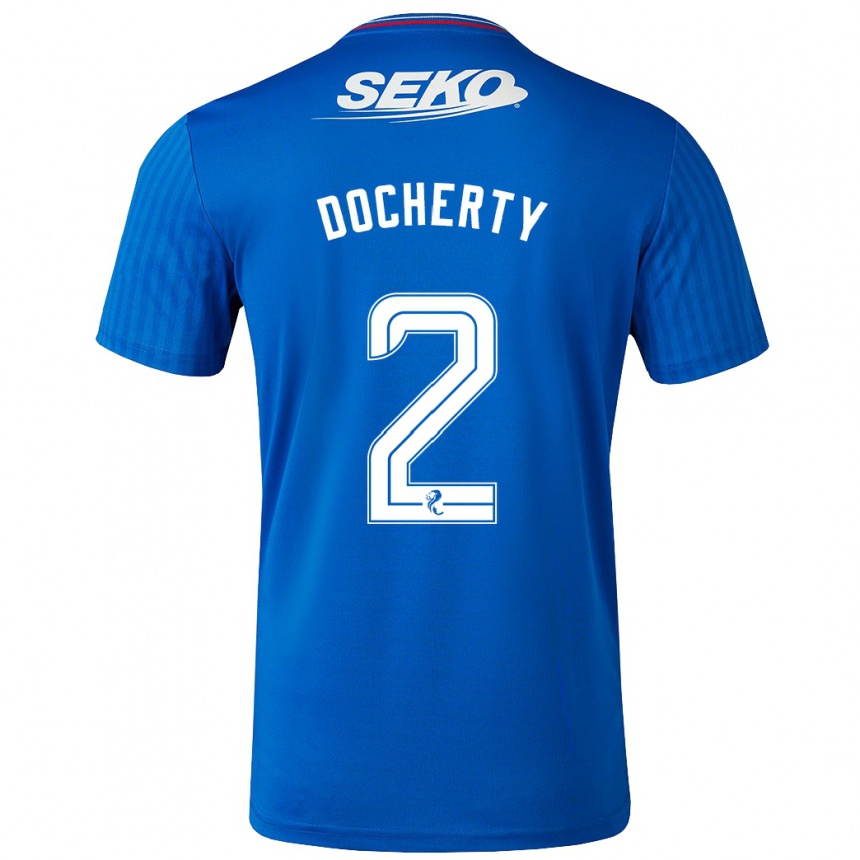 Vaikiškas Nicola Docherty #2 Mėlyna Namų Marškinėliai 2023/24 T-Shirt