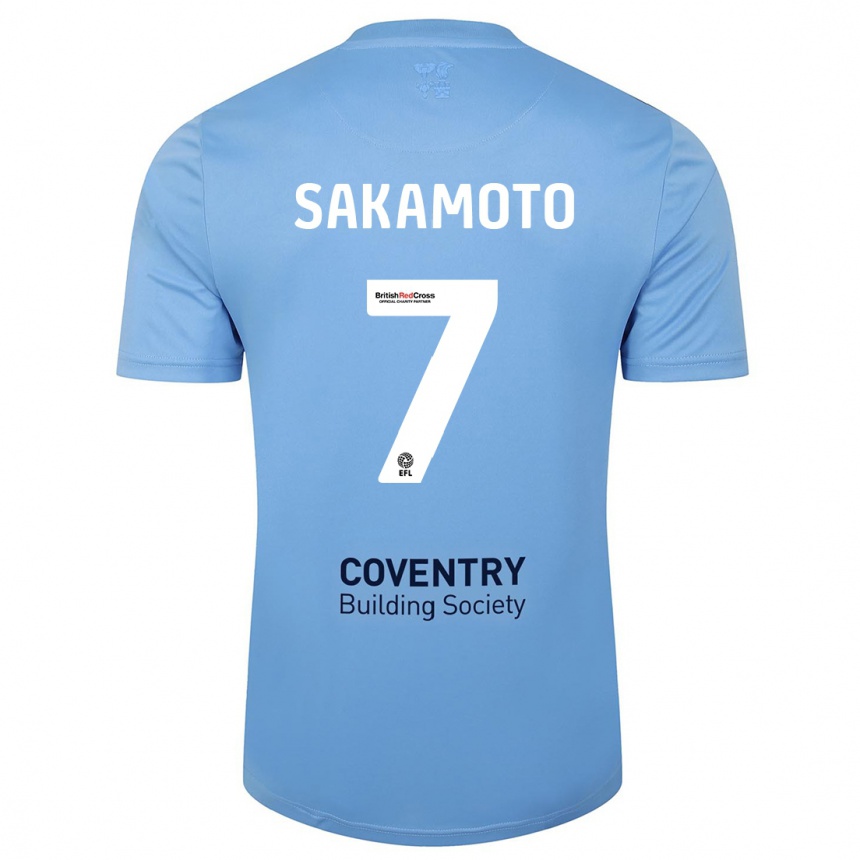 Vaikiškas Tatsuhiro Sakamoto #7 Dangaus Mėlynumo Namų Marškinėliai 2023/24 T-Shirt