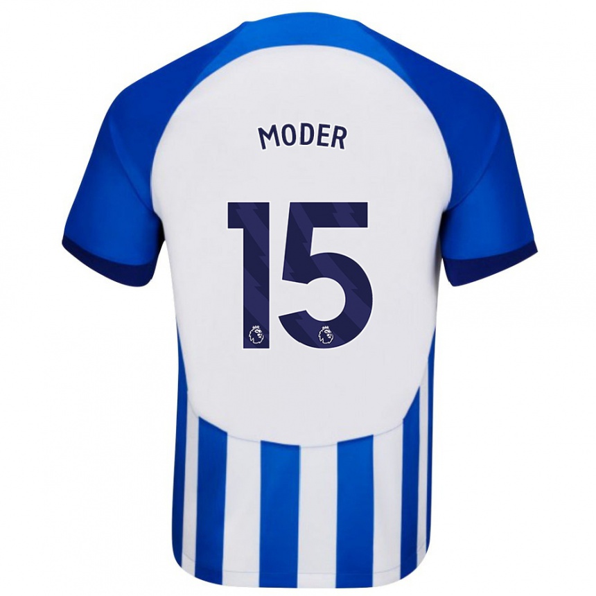 Vaikiškas Jakub Moder #15 Mėlyna Namų Marškinėliai 2023/24 T-Shirt