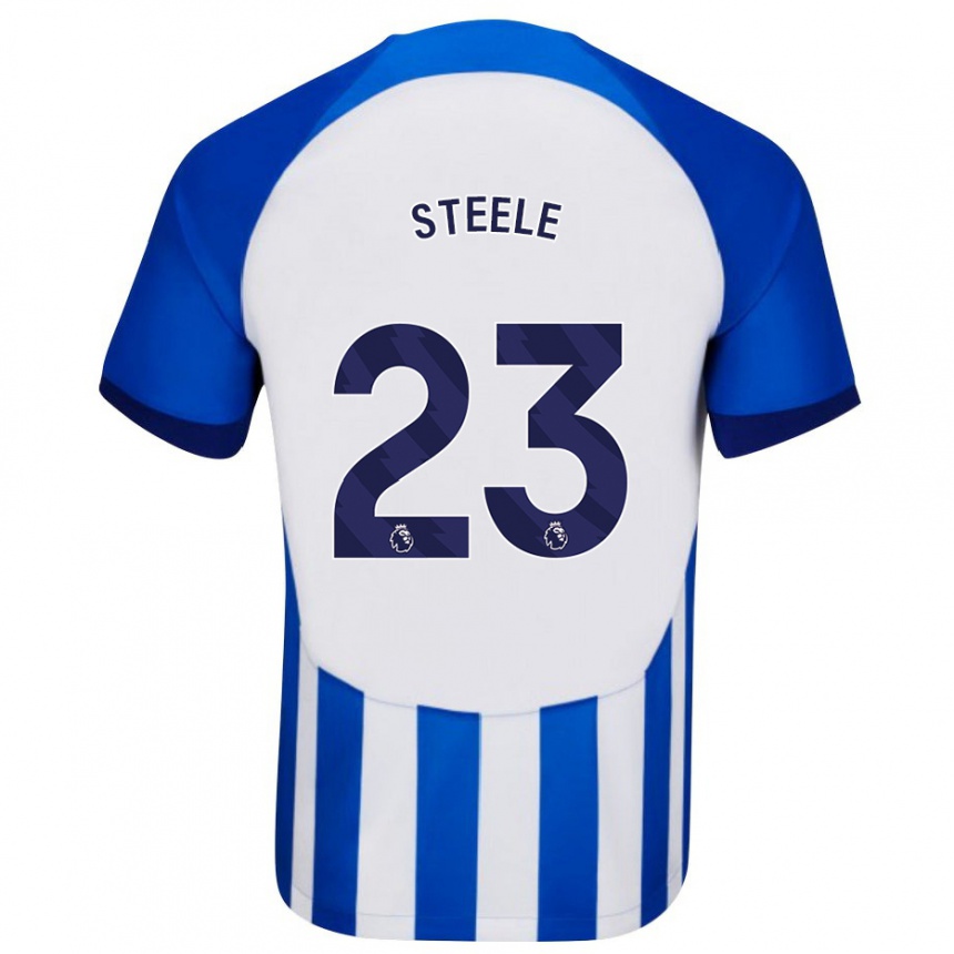 Vaikiškas Jason Steele #23 Mėlyna Namų Marškinėliai 2023/24 T-Shirt