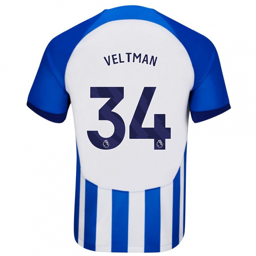 Vaikiškas Joël Veltman #34 Mėlyna Namų Marškinėliai 2023/24 T-Shirt