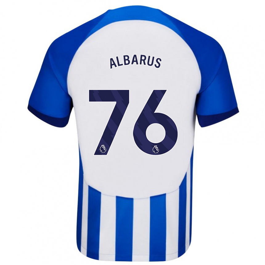 Vaikiškas Zane Albarus #76 Mėlyna Namų Marškinėliai 2023/24 T-Shirt