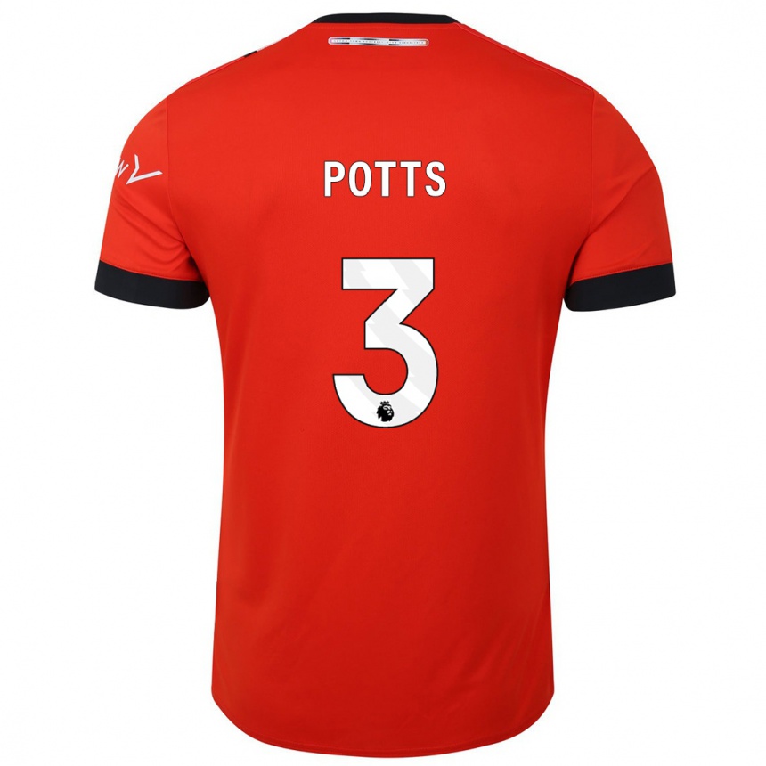 Vaikiškas Dan Potts #3 Raudona Namų Marškinėliai 2023/24 T-Shirt