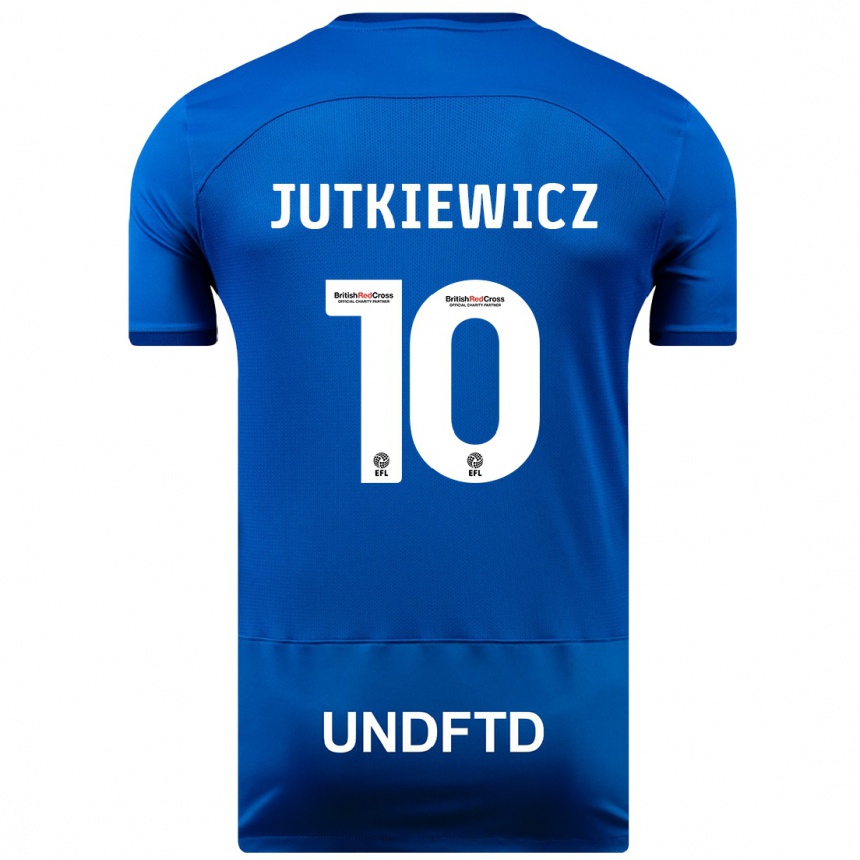 Vaikiškas Lukas Jutkiewicz #10 Mėlyna Namų Marškinėliai 2023/24 T-Shirt