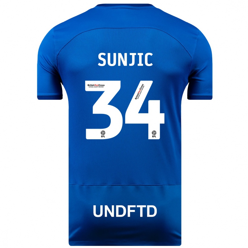 Vaikiškas Ivan Sunjic #34 Mėlyna Namų Marškinėliai 2023/24 T-Shirt