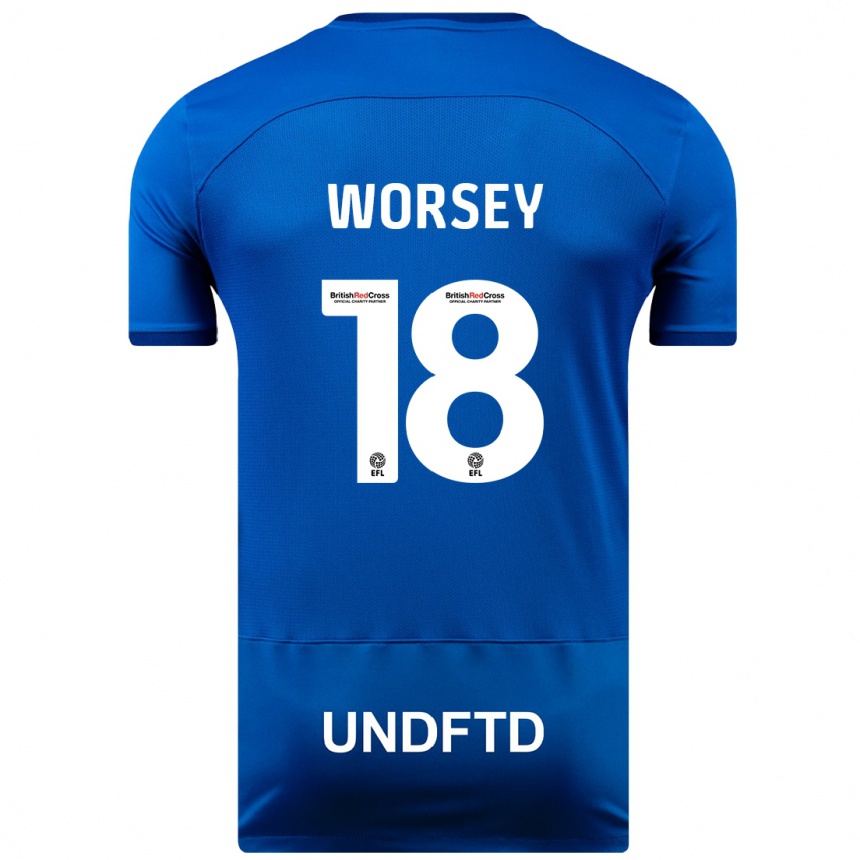 Vaikiškas Louanne Worsey #18 Mėlyna Namų Marškinėliai 2023/24 T-Shirt