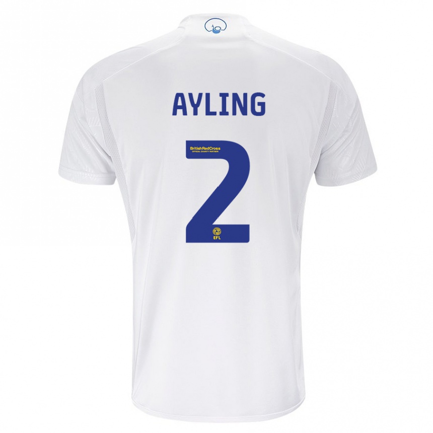 Vaikiškas Luke Ayling #2 Baltas Namų Marškinėliai 2023/24 T-Shirt