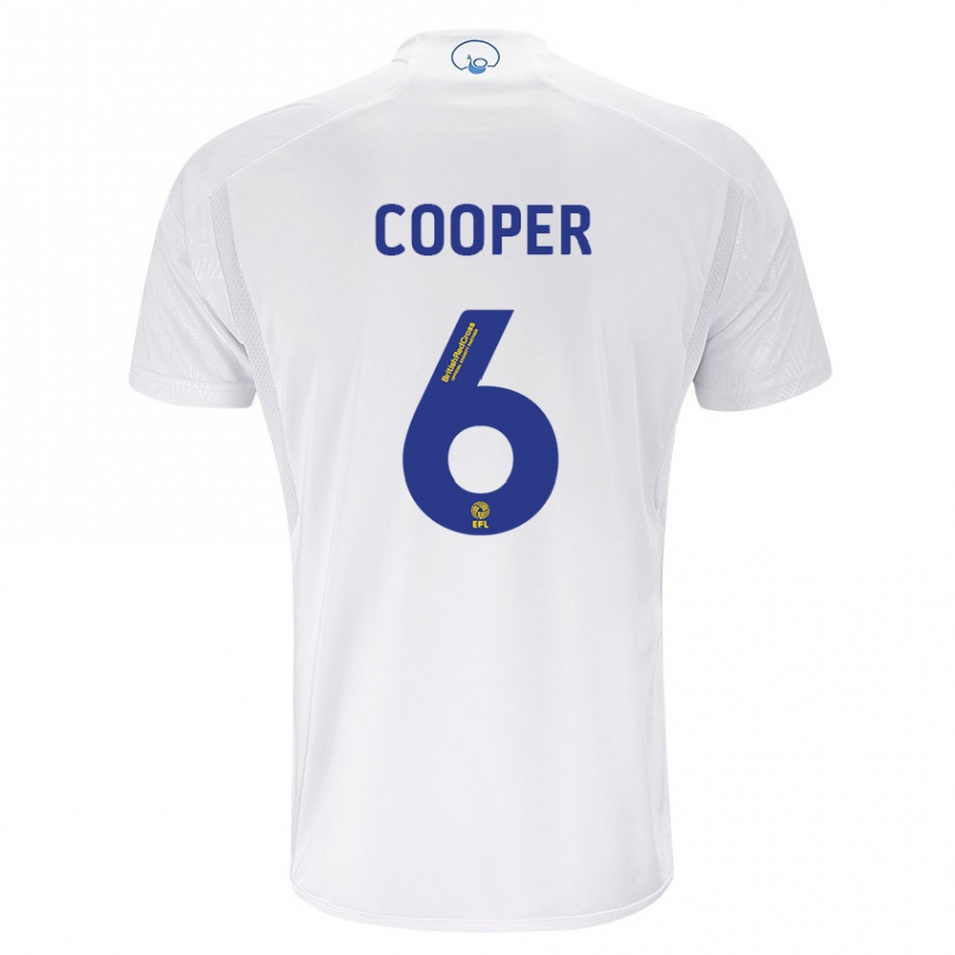 Vaikiškas Liam Cooper #6 Baltas Namų Marškinėliai 2023/24 T-Shirt