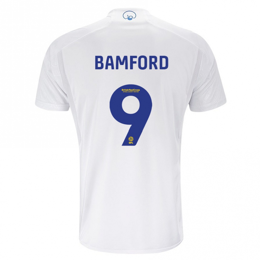 Vaikiškas Patrick Bamford #9 Baltas Namų Marškinėliai 2023/24 T-Shirt