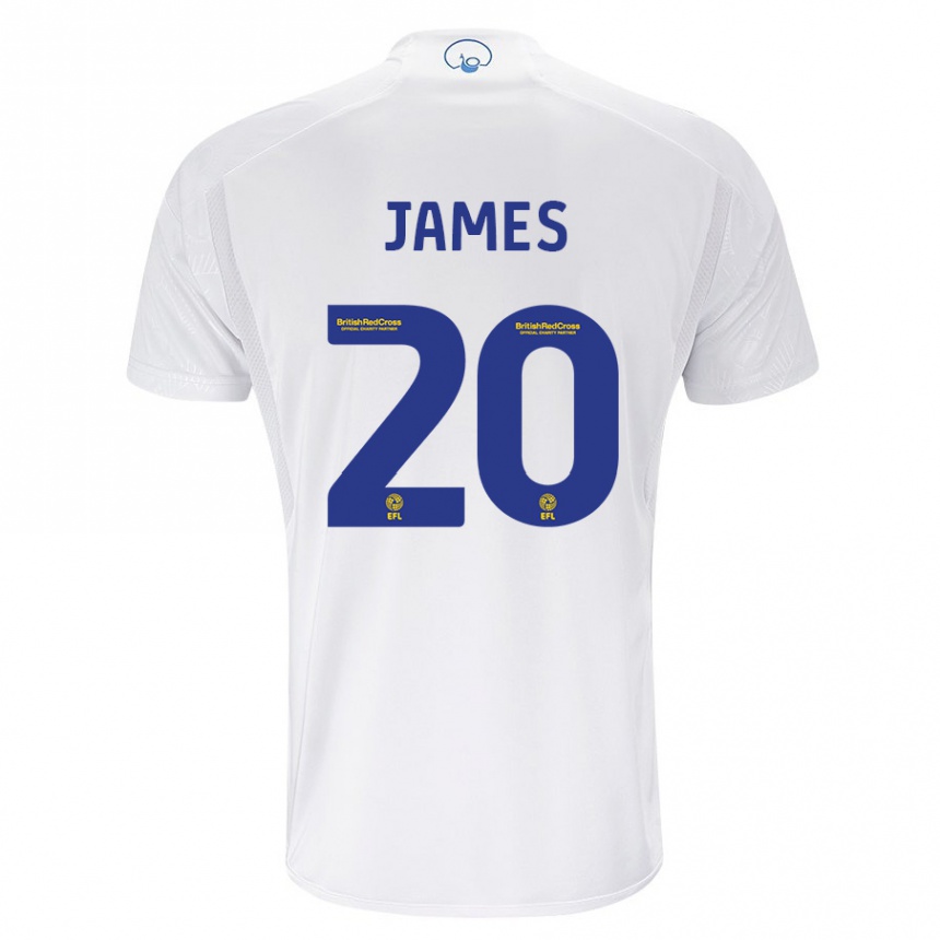 Vaikiškas Daniel James #20 Baltas Namų Marškinėliai 2023/24 T-Shirt