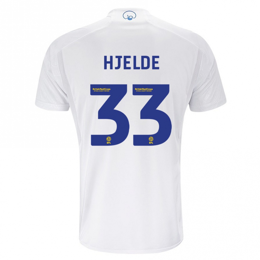 Vaikiškas Leo Fuhr Hjelde #33 Baltas Namų Marškinėliai 2023/24 T-Shirt