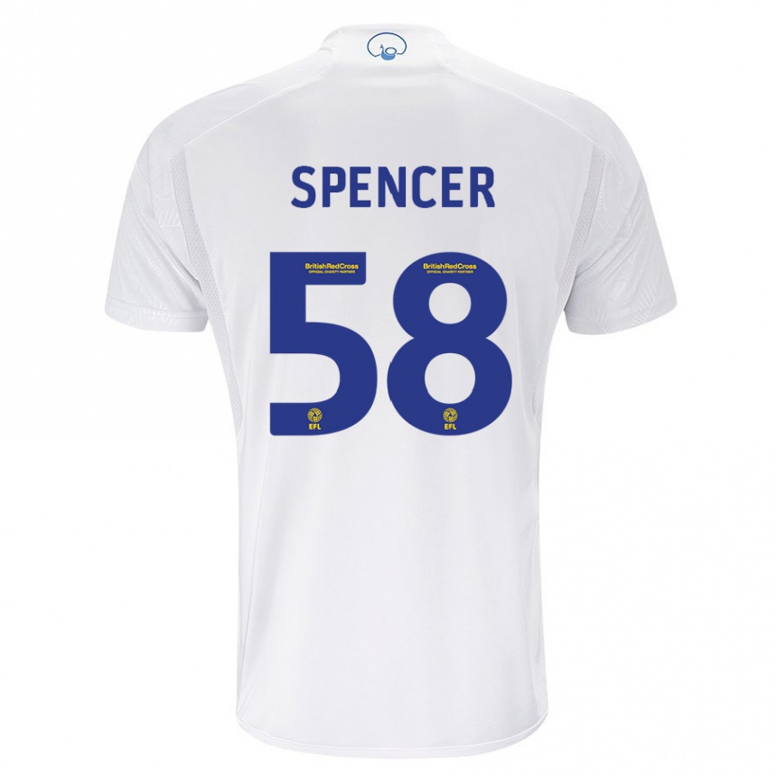 Vaikiškas Morten Spencer #58 Baltas Namų Marškinėliai 2023/24 T-Shirt