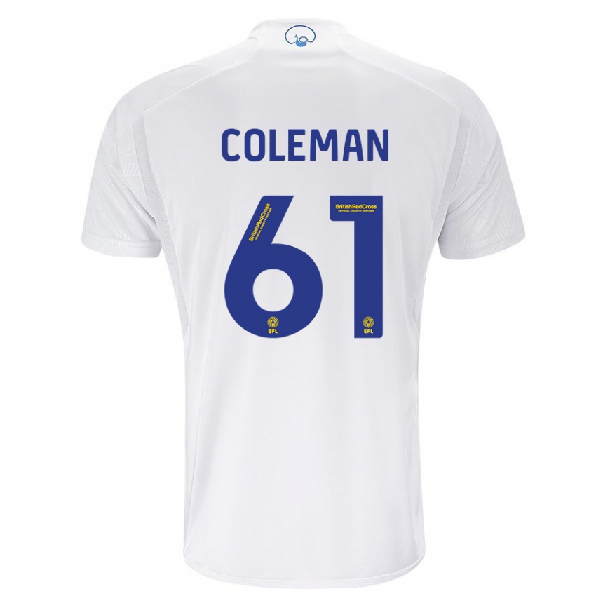 Vaikiškas Cian Coleman #61 Baltas Namų Marškinėliai 2023/24 T-Shirt