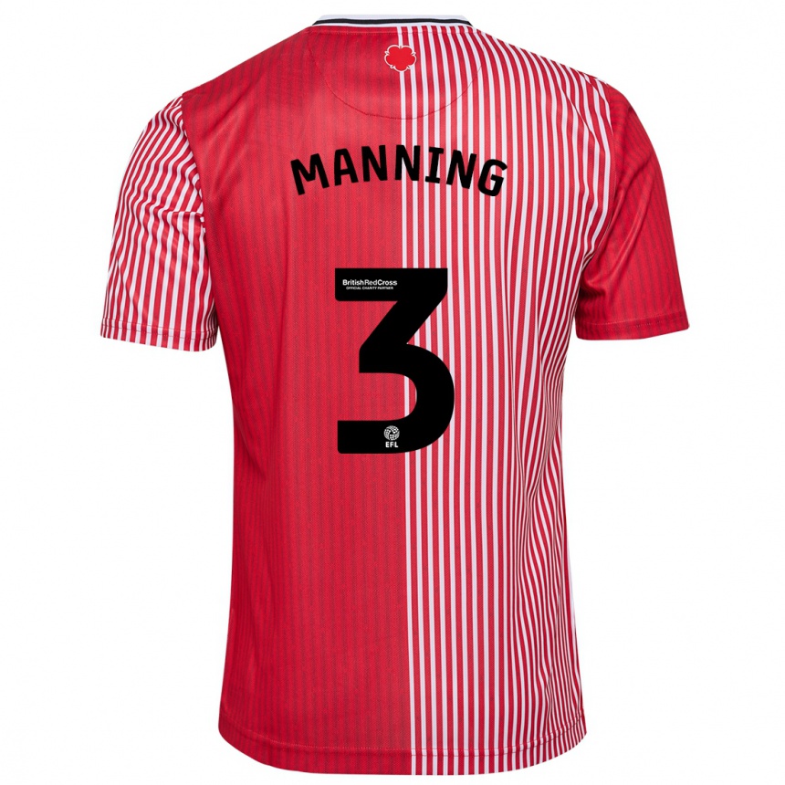 Vaikiškas Ryan Manning #3 Raudona Namų Marškinėliai 2023/24 T-Shirt