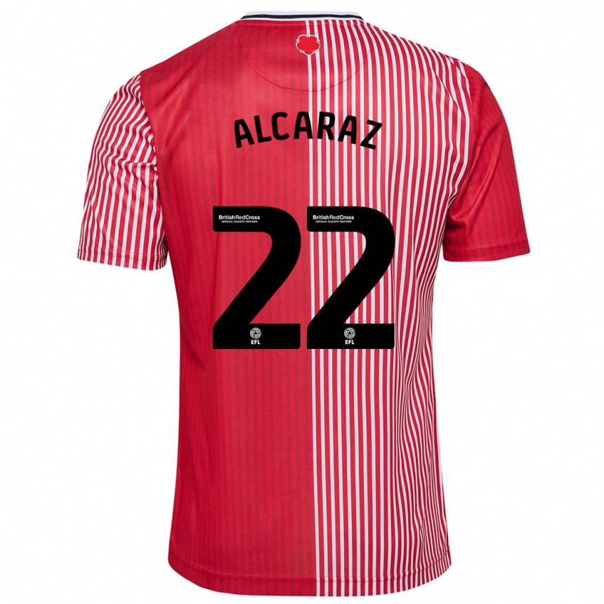 Vaikiškas Carlos Alcaraz #22 Raudona Namų Marškinėliai 2023/24 T-Shirt