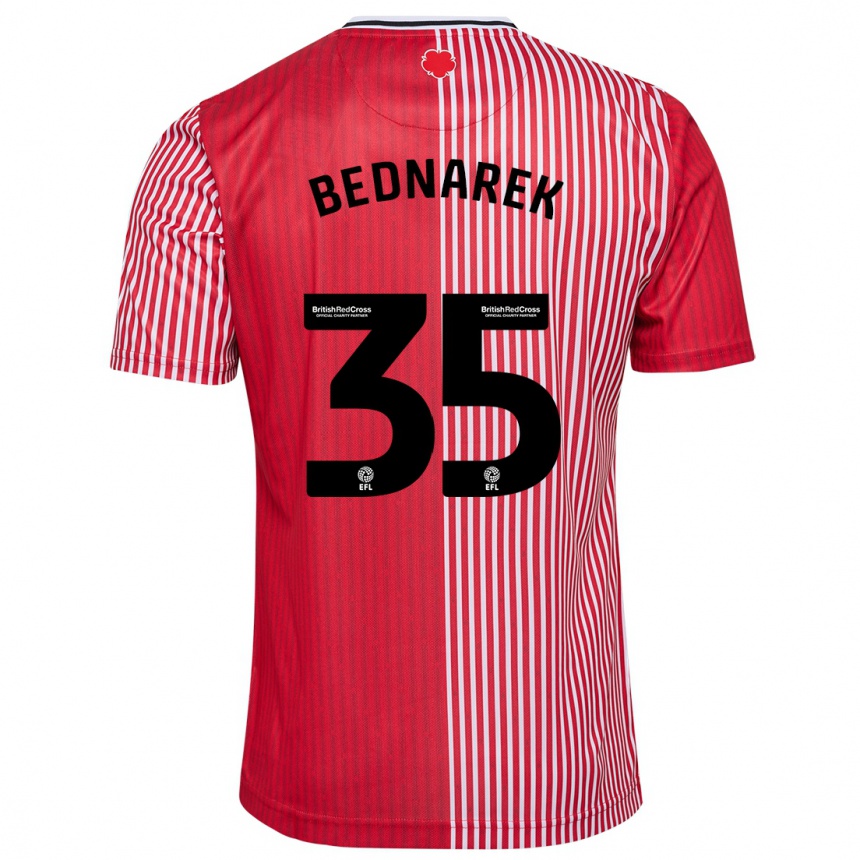 Vaikiškas Jan Bednarek #35 Raudona Namų Marškinėliai 2023/24 T-Shirt