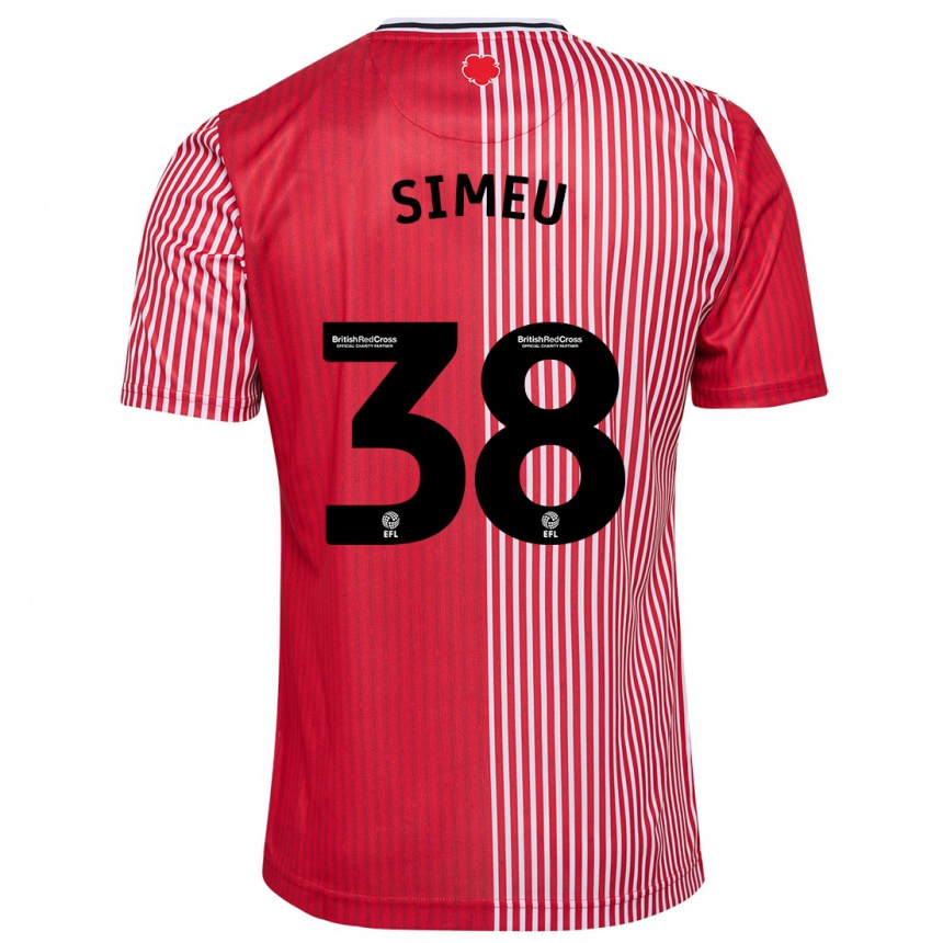 Vaikiškas Dynel Simeu #38 Raudona Namų Marškinėliai 2023/24 T-Shirt