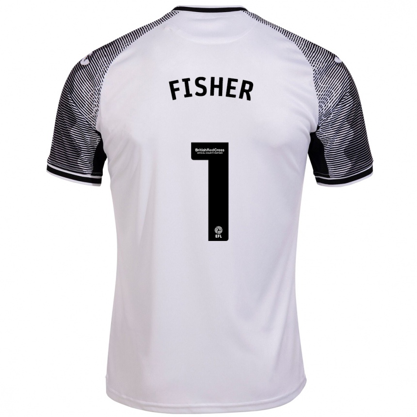 Vaikiškas Andy Fisher #1 Baltas Namų Marškinėliai 2023/24 T-Shirt