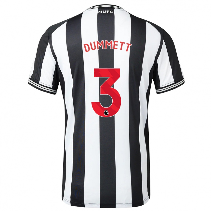 Vaikiškas Paul Dummett #3 Juoda Balta Namų Marškinėliai 2023/24 T-Shirt