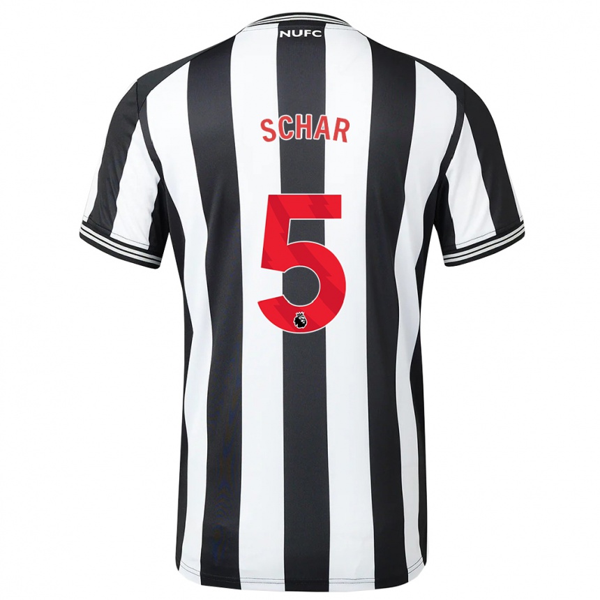 Vaikiškas Fabian Schär #5 Juoda Balta Namų Marškinėliai 2023/24 T-Shirt