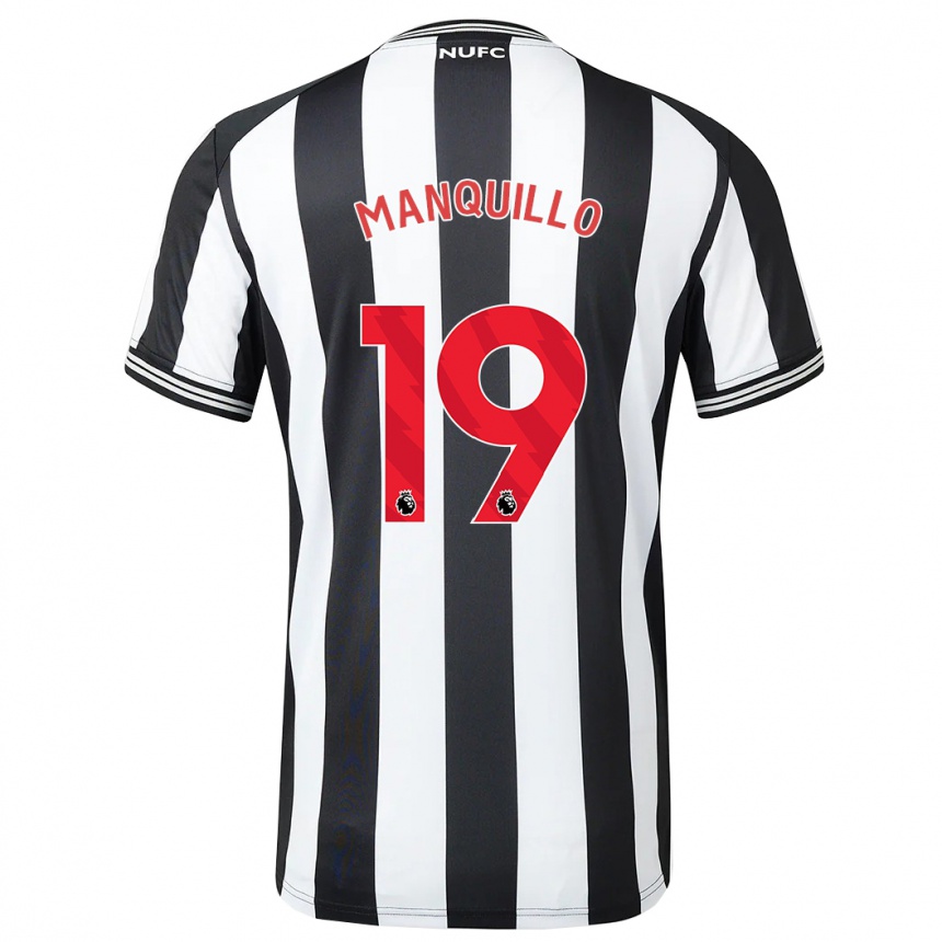 Vaikiškas Javier Manquillo #19 Juoda Balta Namų Marškinėliai 2023/24 T-Shirt