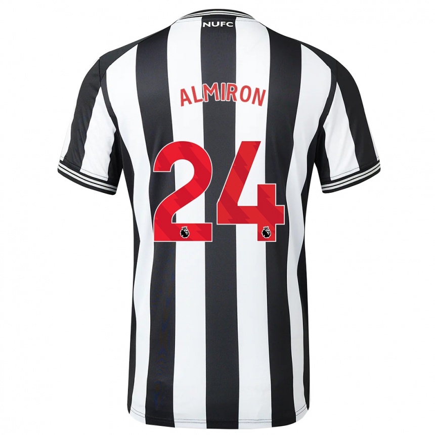 Vaikiškas Miguel Almirón #24 Juoda Balta Namų Marškinėliai 2023/24 T-Shirt