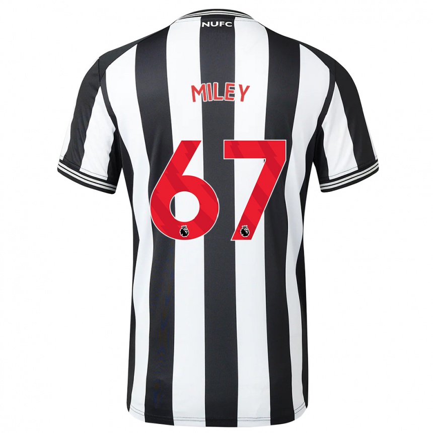 Vaikiškas Lewis Miley #67 Juoda Balta Namų Marškinėliai 2023/24 T-Shirt