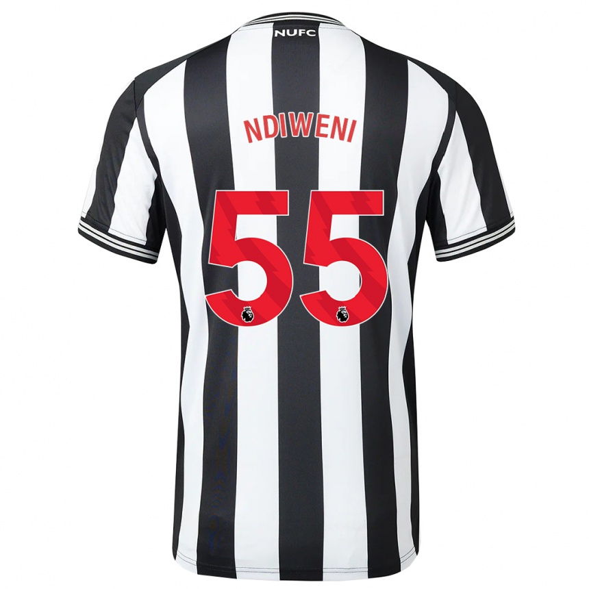 Vaikiškas Michael Ndiweni #55 Juoda Balta Namų Marškinėliai 2023/24 T-Shirt