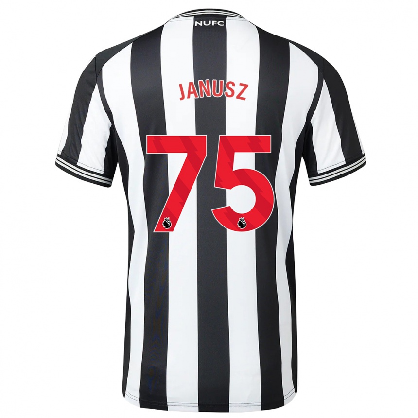 Vaikiškas Adrian Janusz #75 Juoda Balta Namų Marškinėliai 2023/24 T-Shirt